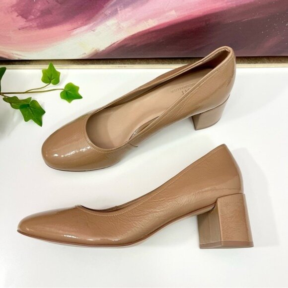 27 Edit Naturalizer Rebecca Patent Leather Block Heels Pump in Taupe Size 9 - Picture 4 of 8